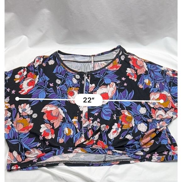 Free People Oversized Top Women's M Pink Keyhole Twist Front Tie Sleeve Cut Out - Picture 7 of 8